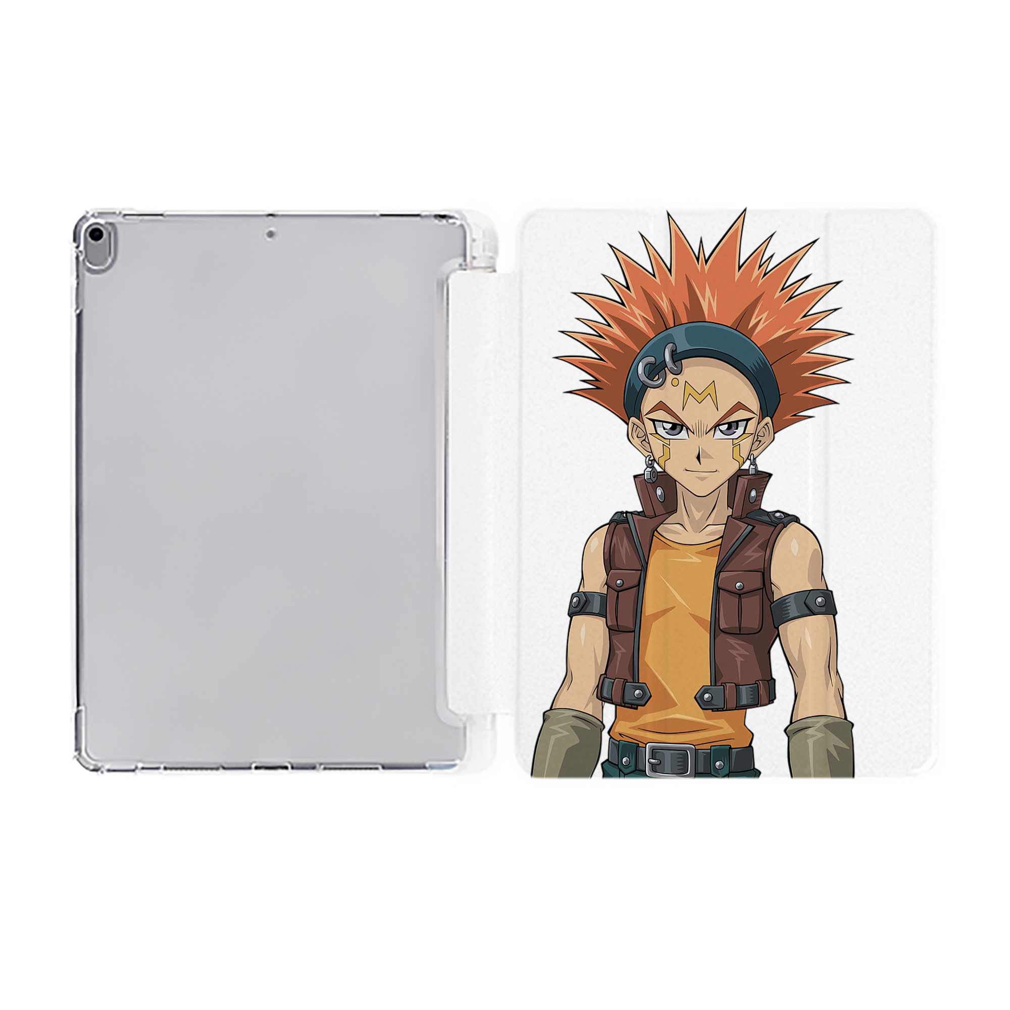 （画像用） 遊☆戯☆王 Yu-Gi-Oh! IPad ケース ペン収納付き 三つ折りスタンド PUレザー×シリコン 対応機種9.5/10.5/10.9インチ